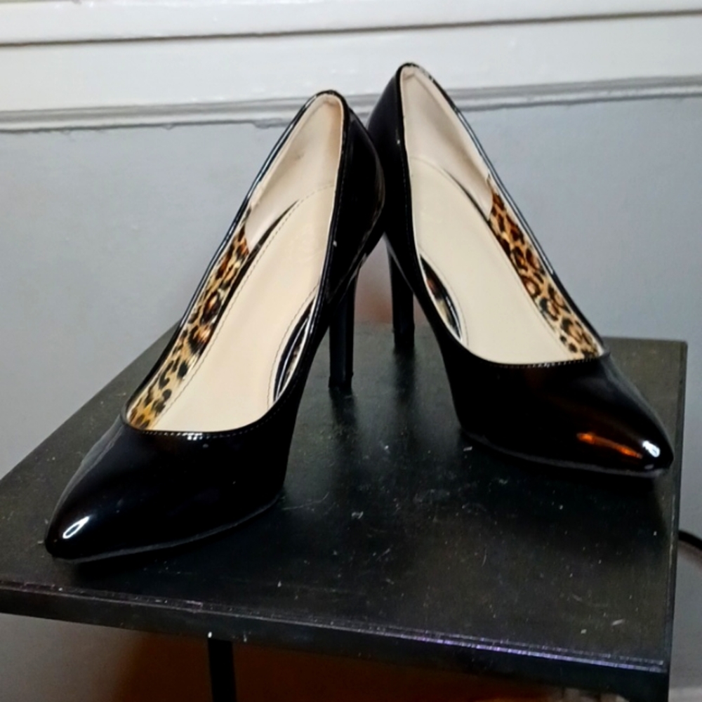Black, patent leather, 4inch, heel